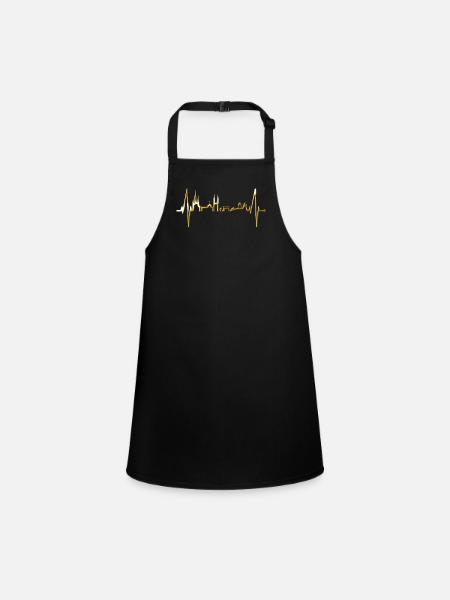 Wiesbaden Skyline Herzschlag Fan Herz Hessen Liebe - Children's Apron - black - Front