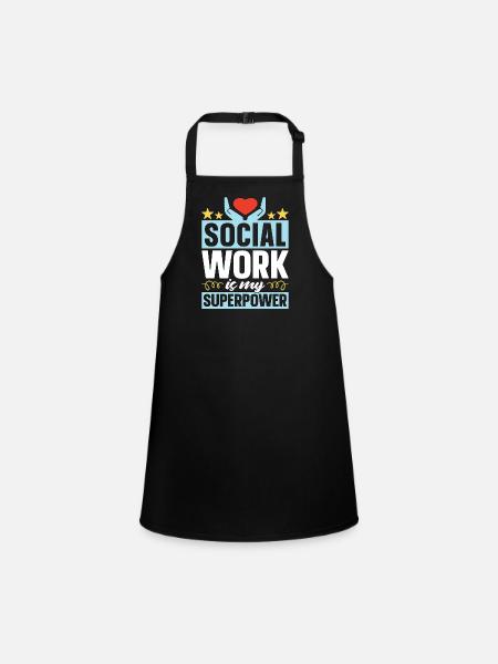 Social Service Social Work Is My Superpower Aide - Children's Apron - black - Front