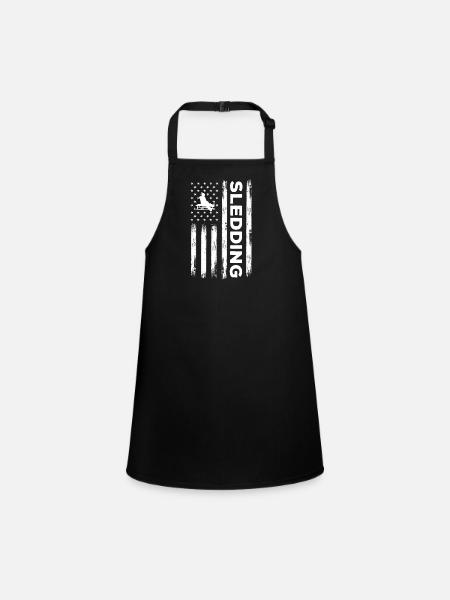Usa Flag Sleigh Clothing Sleigh Riders - Children's Apron - black - Front
