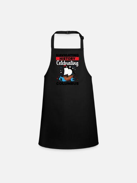 Navigating History Columbus Day - Children's Apron - black - Front