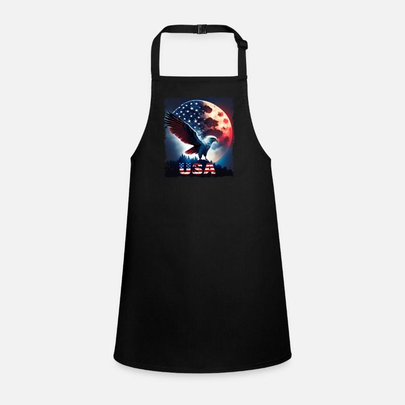 America eagle under Moon with American Flag Schürze für Kinder