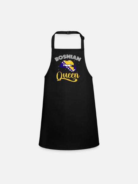 Bosnia and Herzegovina Flag Bosnia - Children's Apron - black - Front