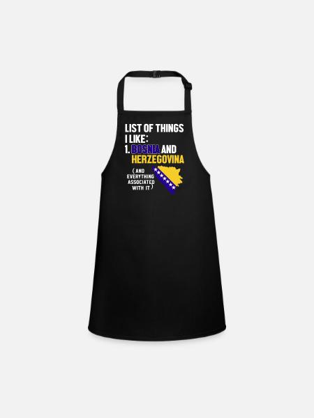 Bosnia and Herzegovina Flag Bosnia - Children's Apron - black - Front