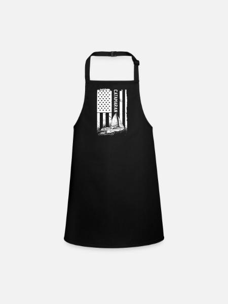 Catamaran voilier pavillon USA marin - Tablier Enfant - noir - Devant