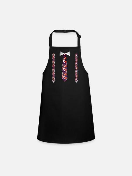 Halloween Tuxedo with Pumpkin Suspender Print - Children's Apron - black - Front