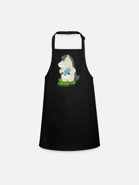 Horse Hand Fan - Children's Apron - black - Front