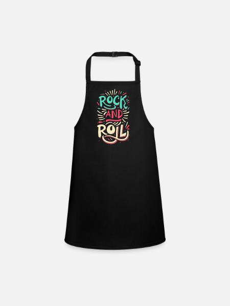 Rock And Roll Rock Statement Motto - Children's Apron - black - Front