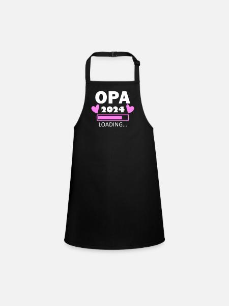 Opa 2024 - Opa werden - Opa loading 2024 - Schürze für Kinder - Schwarz - Vorne