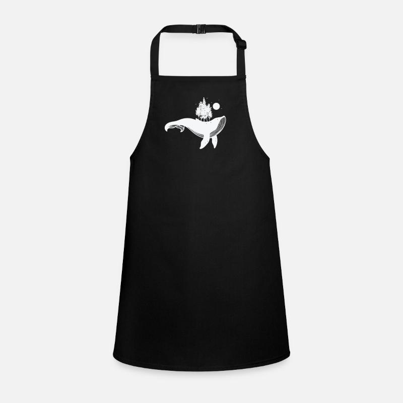 Blue whale with trees and moonlight Children's Apron