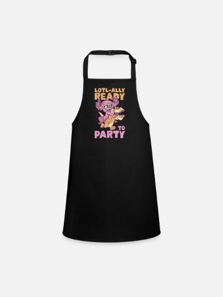 Axolotl Birthday Party - Children's Apron - black - Front