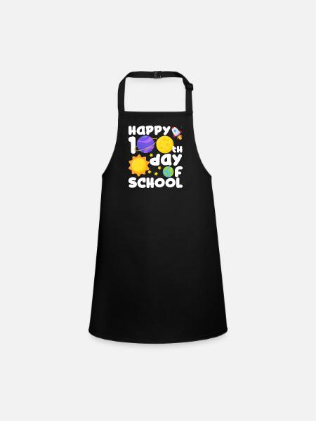 Happy 100th Day of School Space Planet Funny - Children's Apron - black - Front