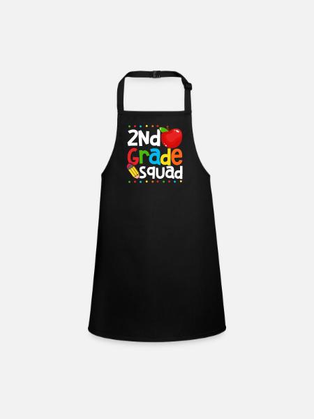 2nd Grade Squad Second Teacher Student 100th Day - Children's Apron - black - Front
