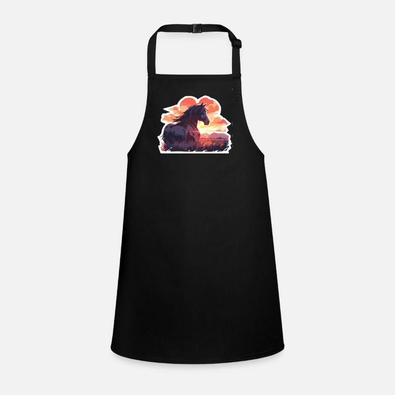 Rappe Pferde Schwarzes Pferd Reiten Reiter Schürze für Kinder