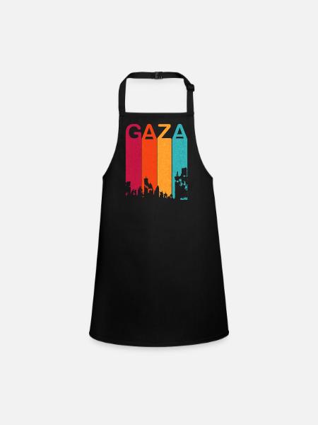 Retro Gaza is under attack 2023 - Children's Apron - black - Front