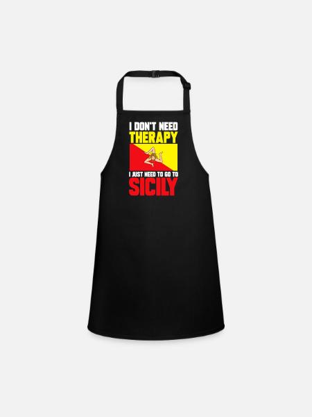 Sicily Flag Italy Sicily - Children's Apron - black - Front
