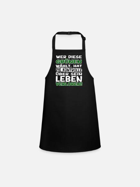 Witze Grüne - wer die Grünen wählt Habeck Baerbock - Schürze für Kinder - Schwarz - Vorne