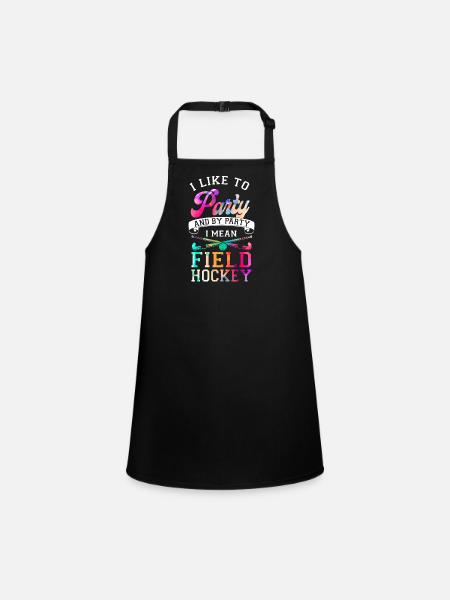 Hockey sur gazon, j’aime faire la fête et - Tablier Enfant - noir - Devant