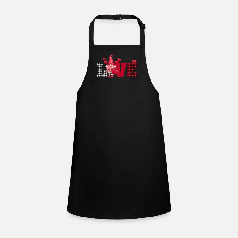 Love Gnome Plaid Valentine's Day Matching Pair Gnome Children's Apron