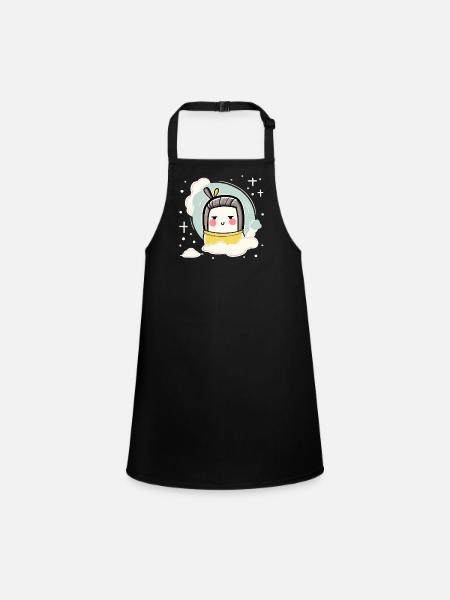 Chibi Kawaii Tofu Geisha - Schürze für Kinder - Schwarz - Vorne