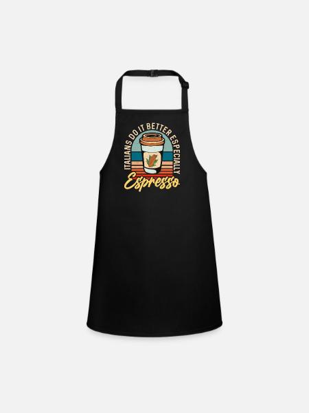 Les Italiens de l’espresso le font mieux Cappuccino Latte - Tablier Enfant - noir - Devant