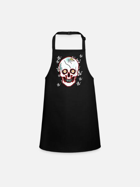 Death Skull Horror Fantasy Halloween Skull - Children's Apron - black - Front