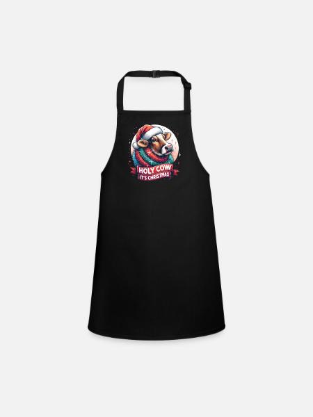 Holy Cow Its Christmas I Xmas Cow - Children's Apron - black - Front