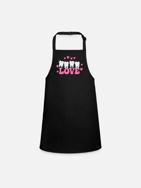 Tg Love Teeth Tooth Zahnarzt Valentines Day - Schürze für Kinder - Schwarz - Vorne