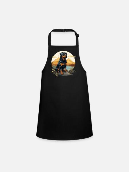 Rottweiler - Schürze für Kinder - Schwarz - Vorne