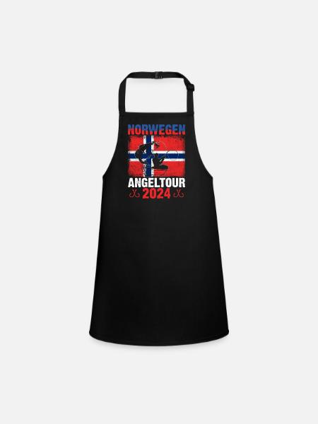 Norwegen Angeltour 2024 Geschenk für Angler - Schürze für Kinder - Schwarz - Vorne