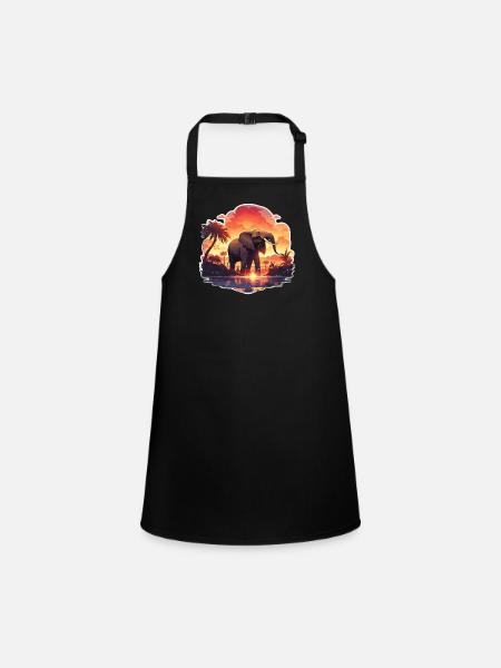 Elephant, Elephant, Pachyderm, Animal, Africa, Safari - Children's Apron - black - Front