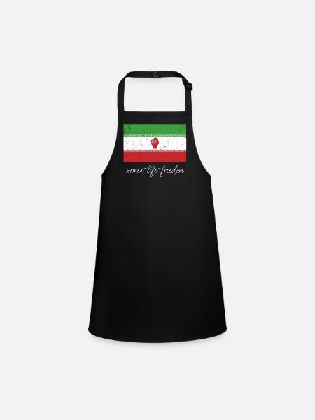 Iranische Flagge Frau mit Faust Unterstützung Frauen von - Schürze für Kinder - Schwarz - Vorne