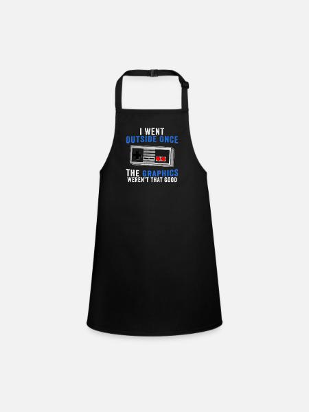 I Went Outside Once Funny Video Gamer Joke Gaming - Children's Apron - black - Front
