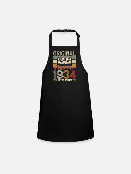 1934 Birthday - Children's Apron - black - Front