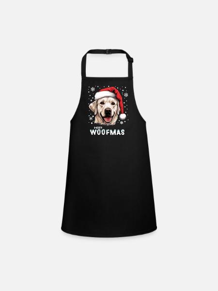 Cute Labrador dog celebrating Christmas - Children's Apron - black - Front