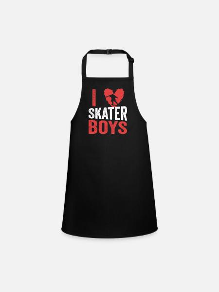 I Love Skater Boys Skateboard Skate Skateboarding - Schürze für Kinder - Schwarz - Vorne
