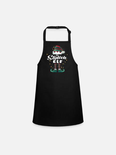 stylish Elf funny Family Christmas Weihnachten - Schürze für Kinder - Schwarz - Vorne