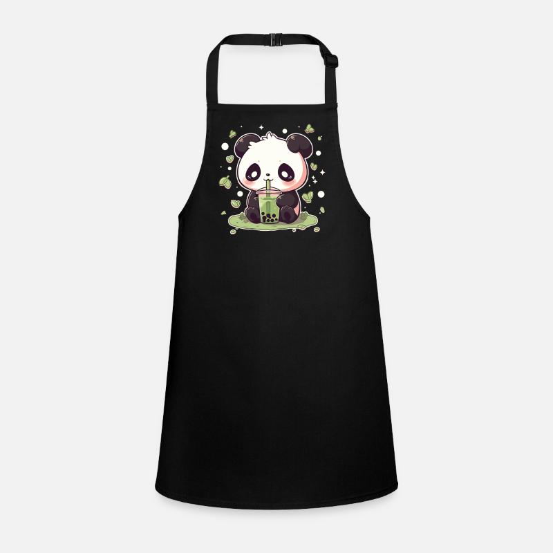 Kawaii Panda trinkt Boba Bubble Tea Chibi Schürze für Kinder