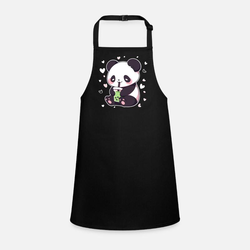 Kawaii Panda trinkt Boba Bubble Tea Chibi Schürze für Kinder