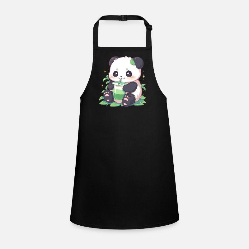 Kawaii Panda Drinks Boba Bubble Tea Chibi Children's Apron