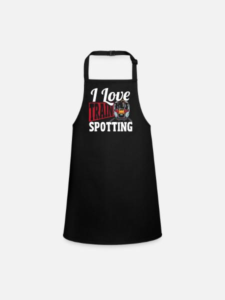 Trainspotter Train Spotting I Love Train Spotting - Children's Apron - black - Front