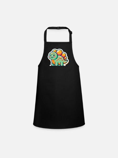 Dinosaur Baby Dino Kids Dinosaur Kids - Children's Apron - black - Front