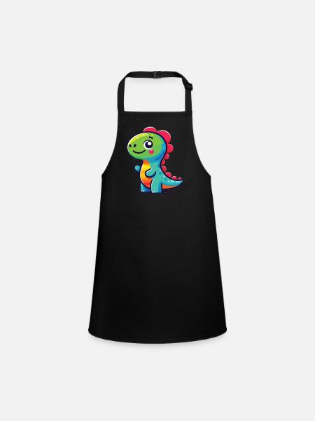 Dinosaur Baby Dino Kids Dinosaur Kids - Children's Apron - black - Front