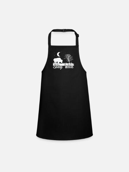 Stay Wild Bison Animal - Children's Apron - black - Front