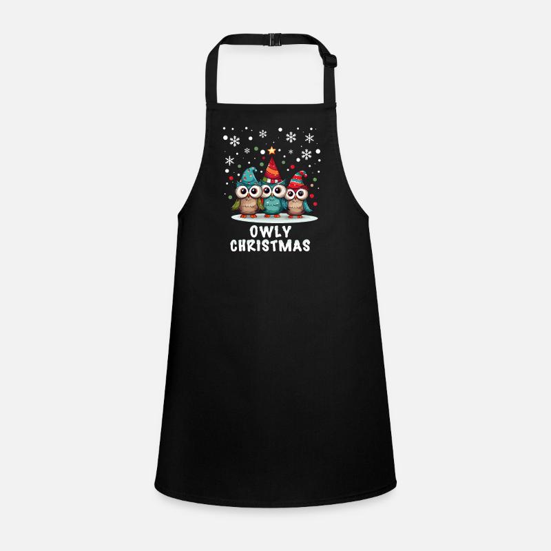Cute Snow Owls Wish Merry Christmas Children's Apron