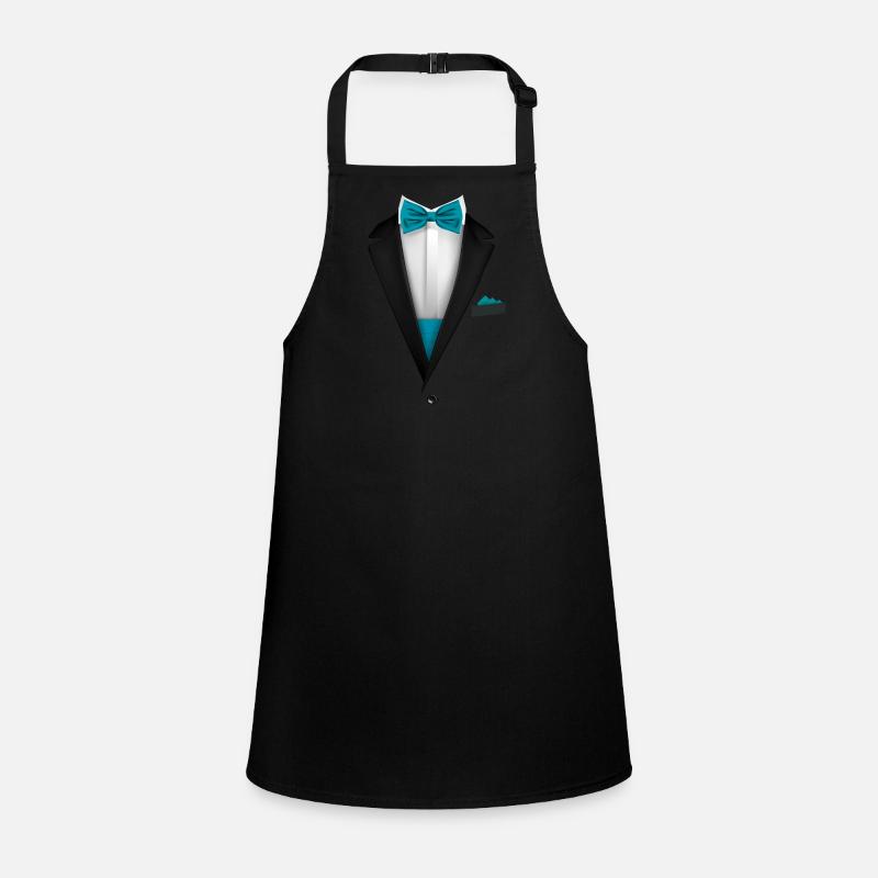 Smoking-Design mit blauer Fliege für Hochzeiten und Schürze für Kinder