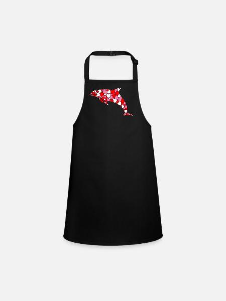 Dolphin Heart - Schürze für Kinder - Schwarz - Vorne