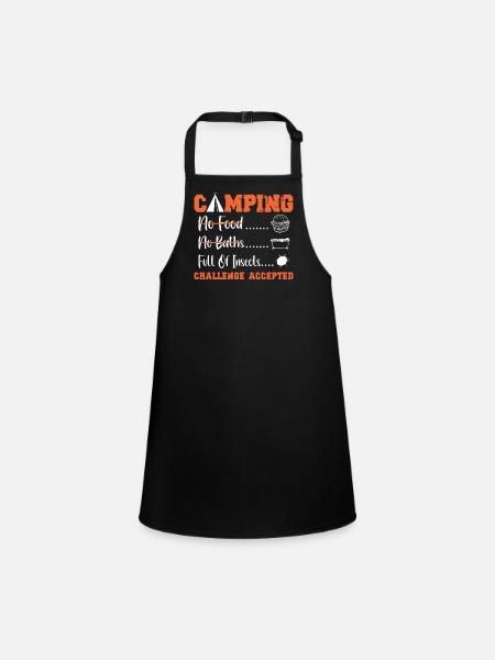 camping Challenge accepted - Schürze für Kinder - Schwarz - Vorne