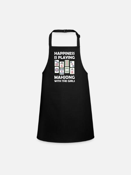 Drôle Mahjong Cool Happiness Est Jouer Mahjong - Tablier Enfant - noir - Devant
