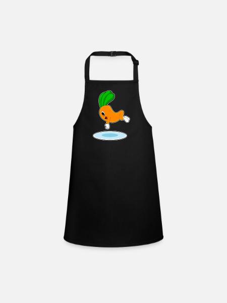 Carrot Swimming Water Jump Summer - Children's Apron - black - Front