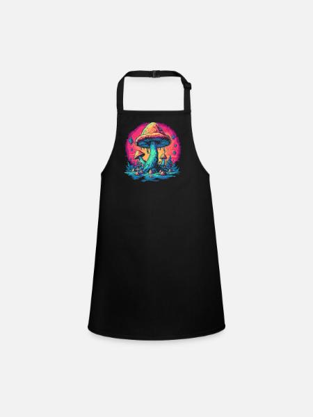 Fantasy Mushroom | Forest | Nature | Goa Festival - Children's Apron - black - Front